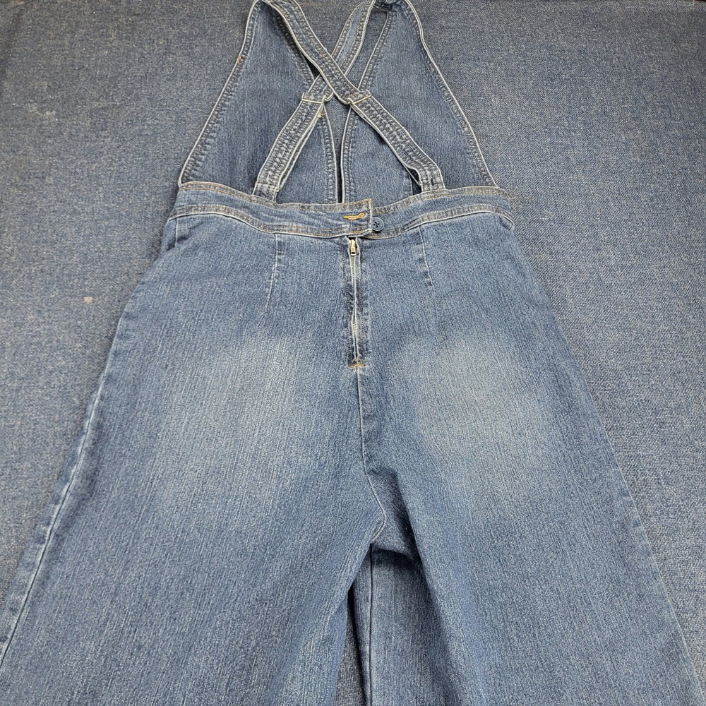 Dollhouse Denim Wide Leg Overalls Medium Wash Cross Back Jumpsuit 11/12